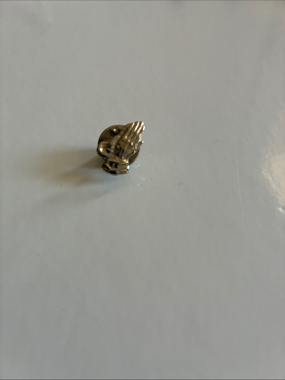 Silver Tone Praying Hands Lapel Pin or Tie Tack